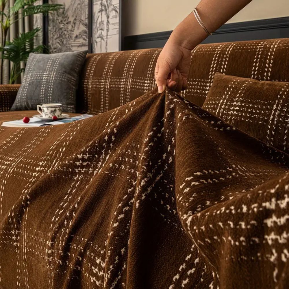 Funda de sofá Chesterfield a cuadros