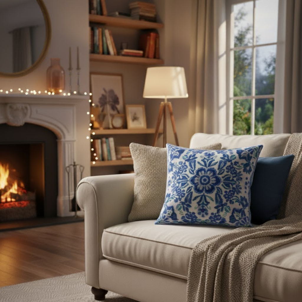 Flower Embroidered Throw Pillow Cover Decorative Cushion Case