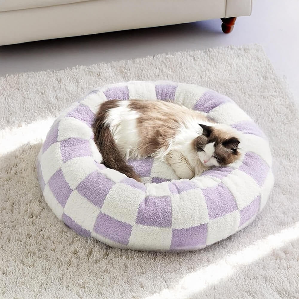 Cama para mascotas Snuggle Floral de tablero de ajedrez
