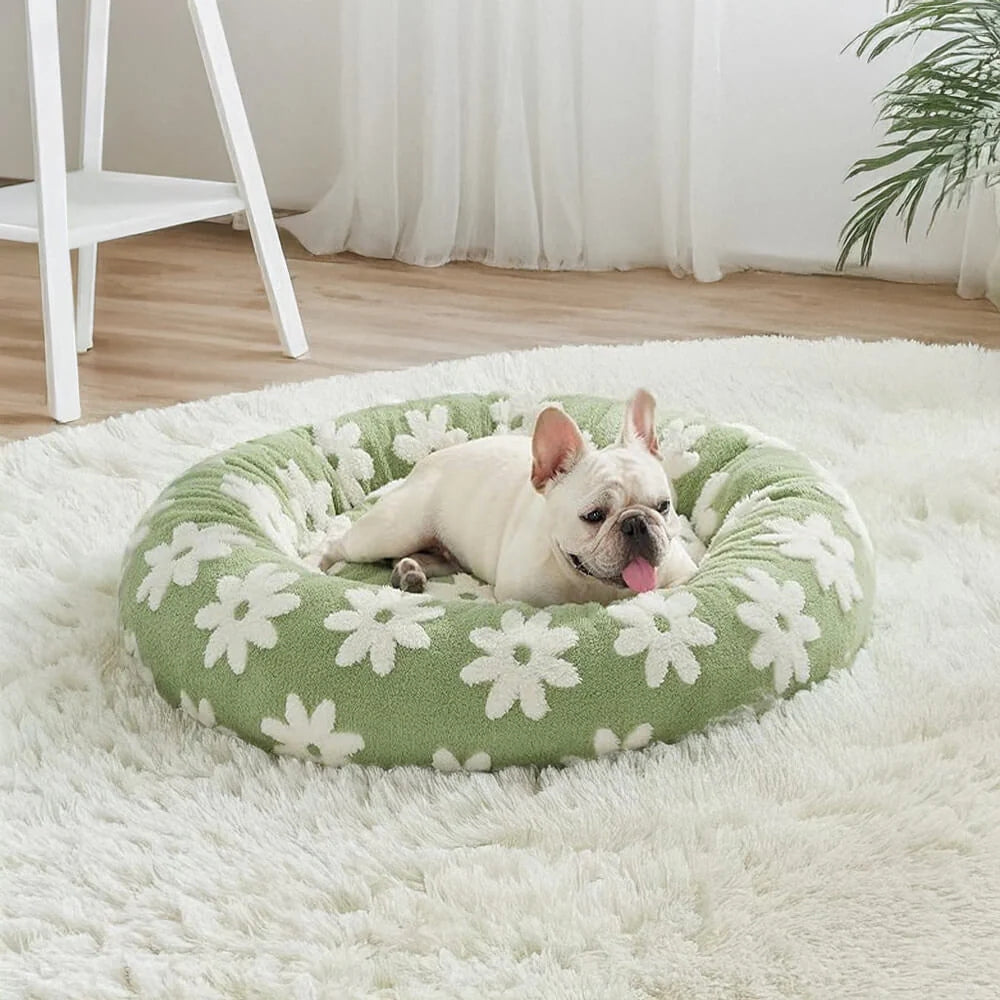 Cama para mascotas Snuggle Floral de tablero de ajedrez