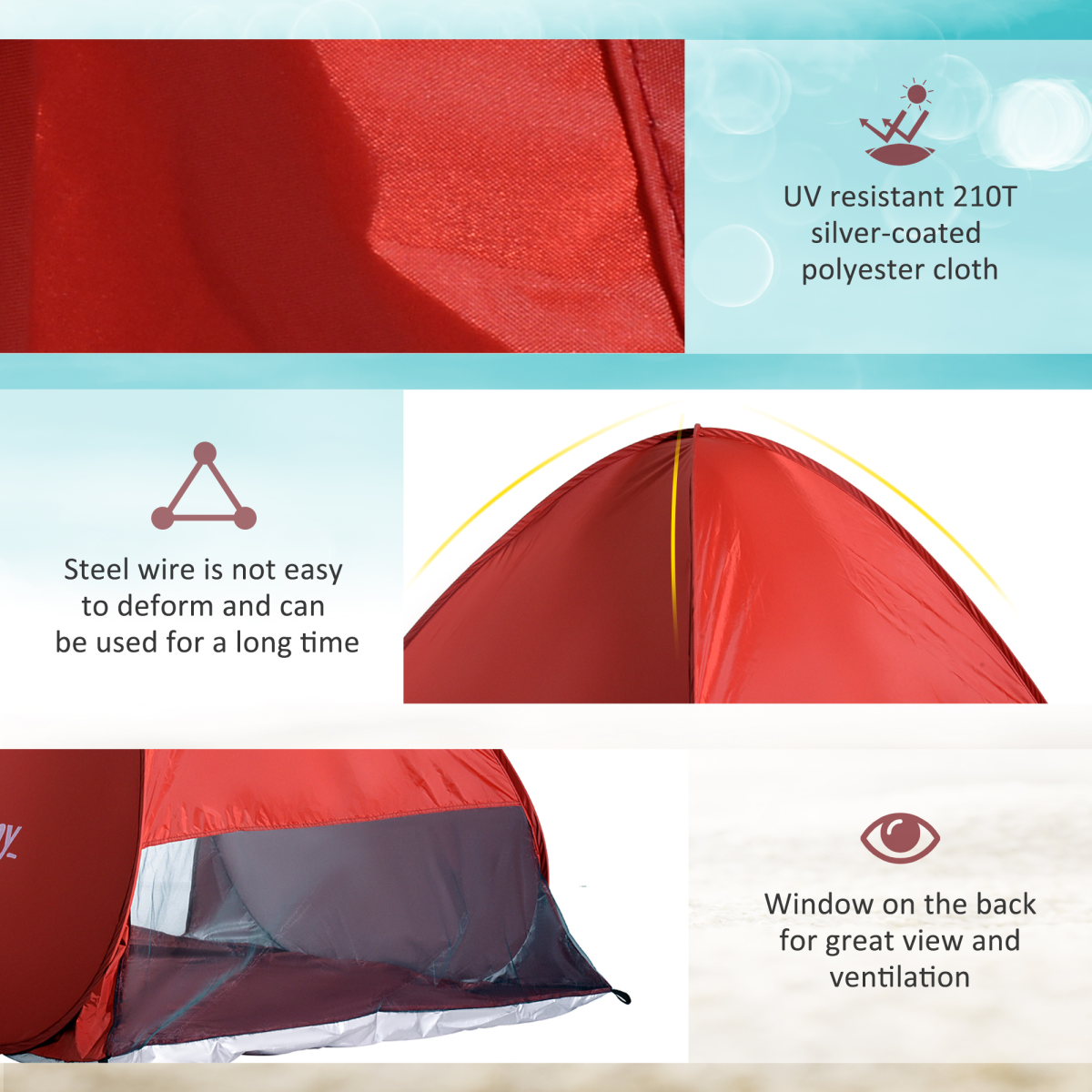 Pop-Up Beach Tent – 2-3 Person Sun Shelter with Ventilation & Carry Bag