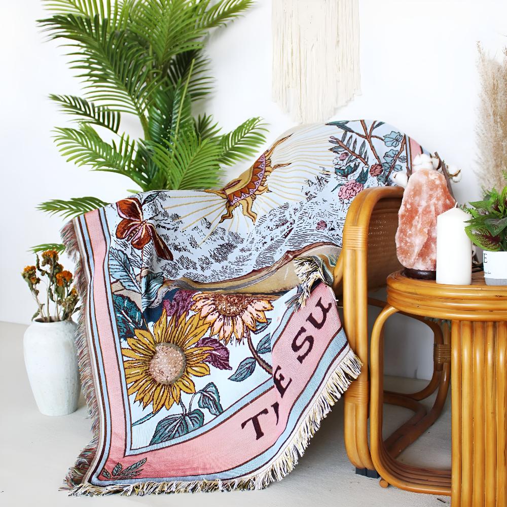 Boho Sonne Wandteppich-Decke