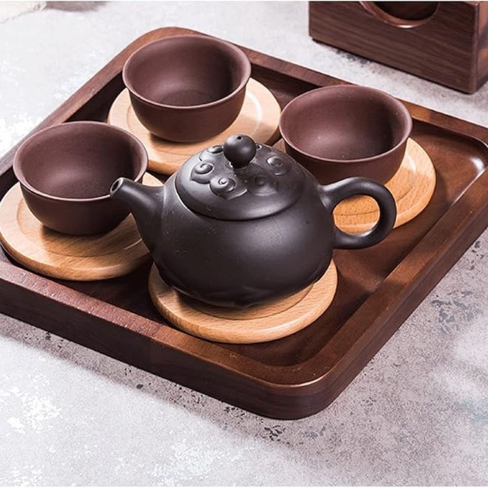 Juego de 6 Posavasos de Madera Estilo Japonés