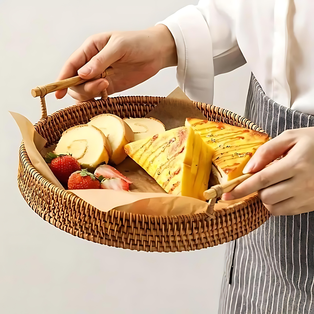 Handgefertigtes Rattan Serviertablett