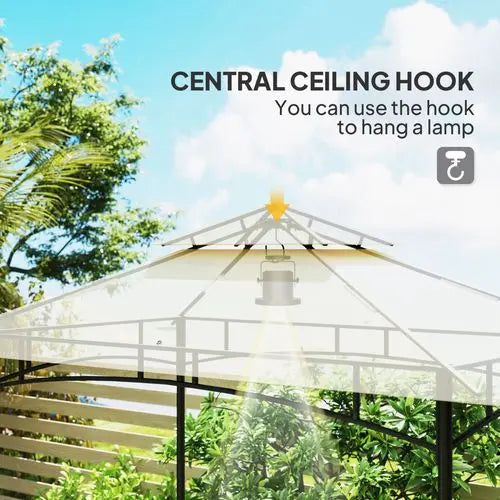 BBQ Gazebo Shelter – Two-Tier Canopy with Side Shelves & Storage Baskets