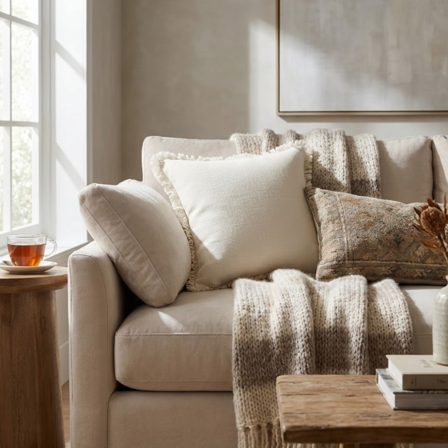 Linen Fringed Pillow Cover for Home Décor