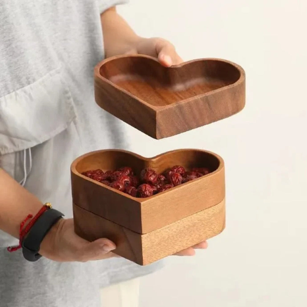 Colección Rústica de Bandejas de Bocadillos en Forma de Corazón | 4 piezas