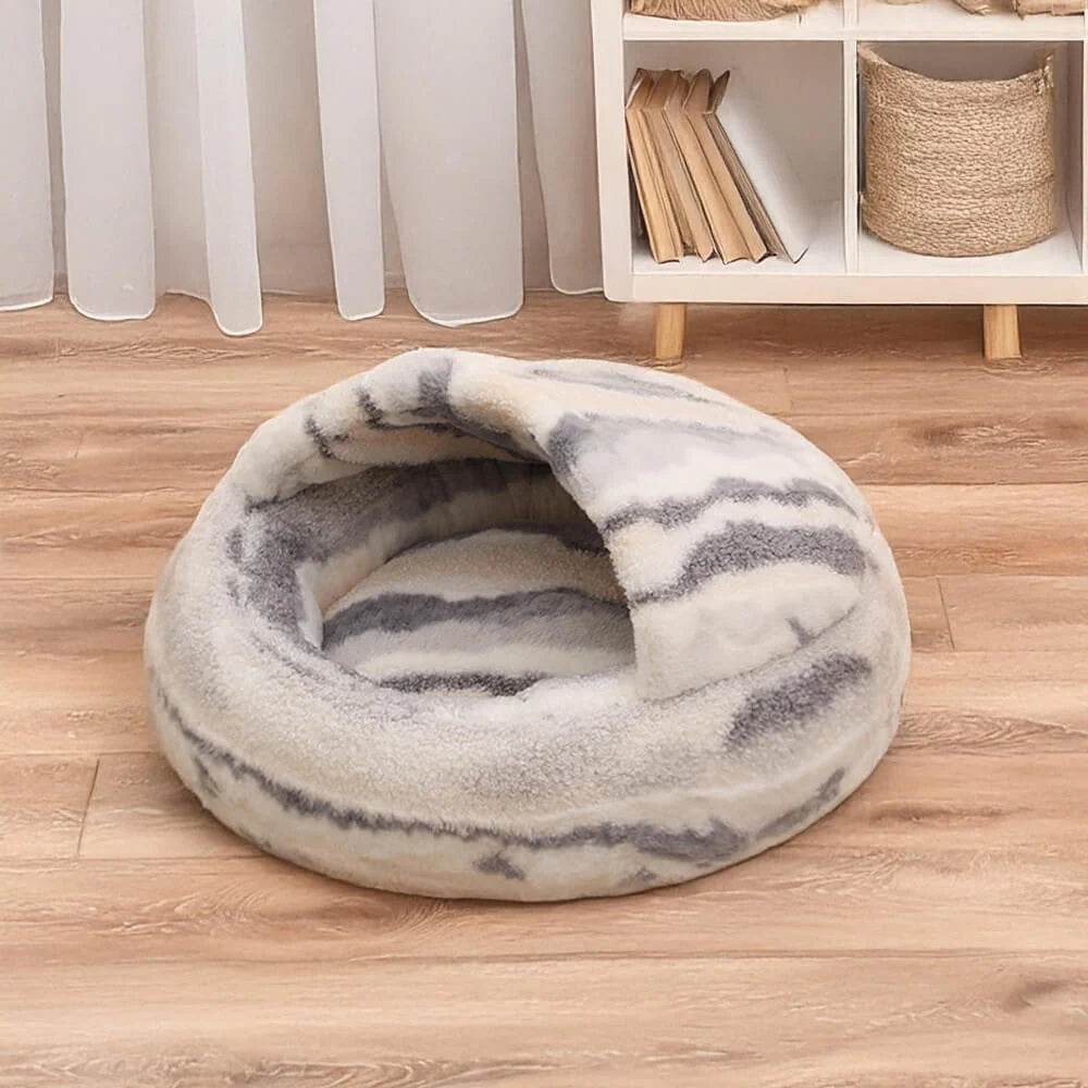 Cama para mascotas lujosa con rayas de mármol