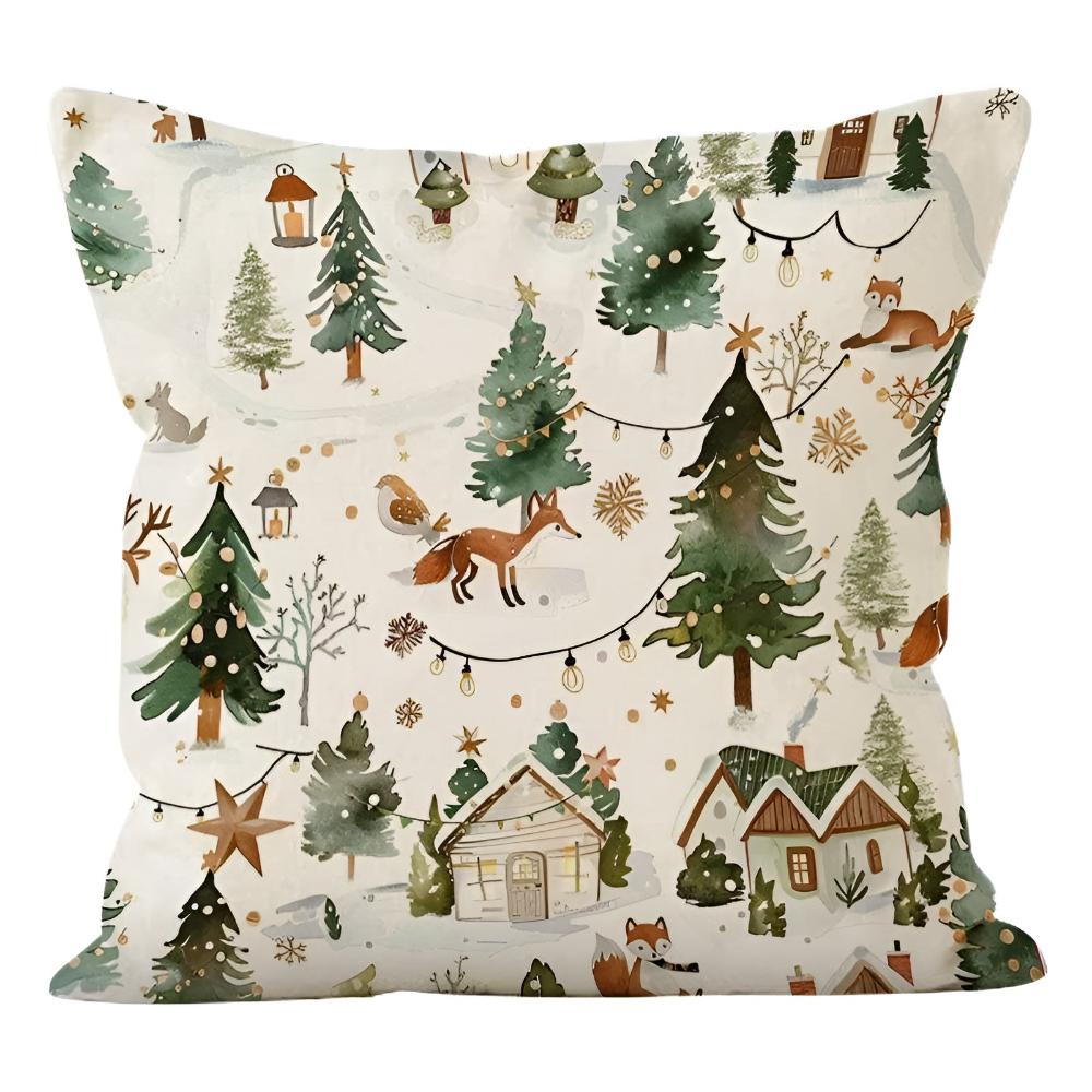 Funda de Cojín de Navidad Invernal