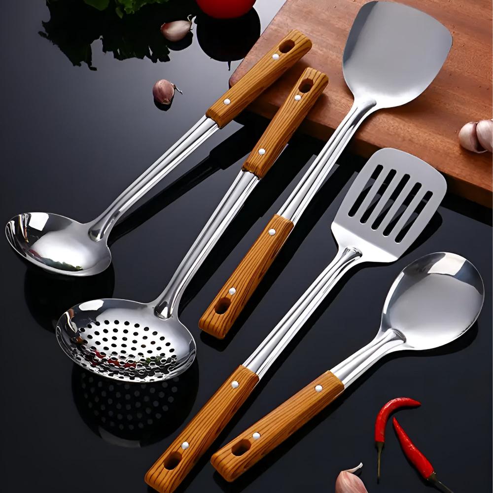 Set Clásico de Utensilios de Cocina de Acero Inoxidable (5 Sets)