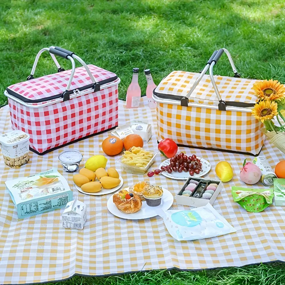 Faltbarer kariert Picknickkorb
