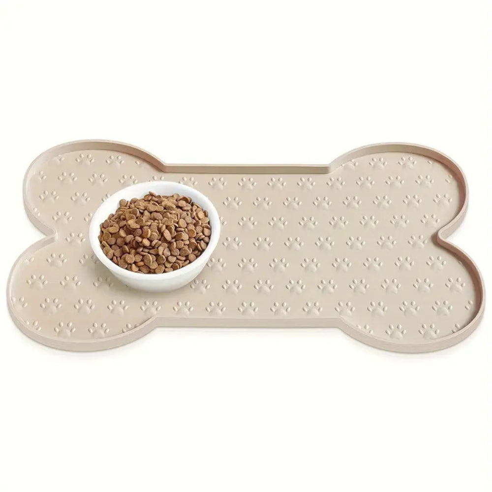Alfombrilla para alimentación de mascotas de silicona en forma de hueso
