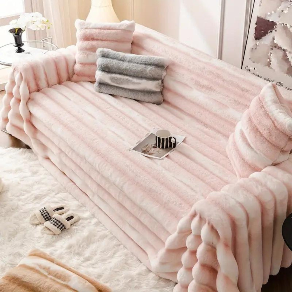 Funda de sofá de terciopelo y peluche sintético