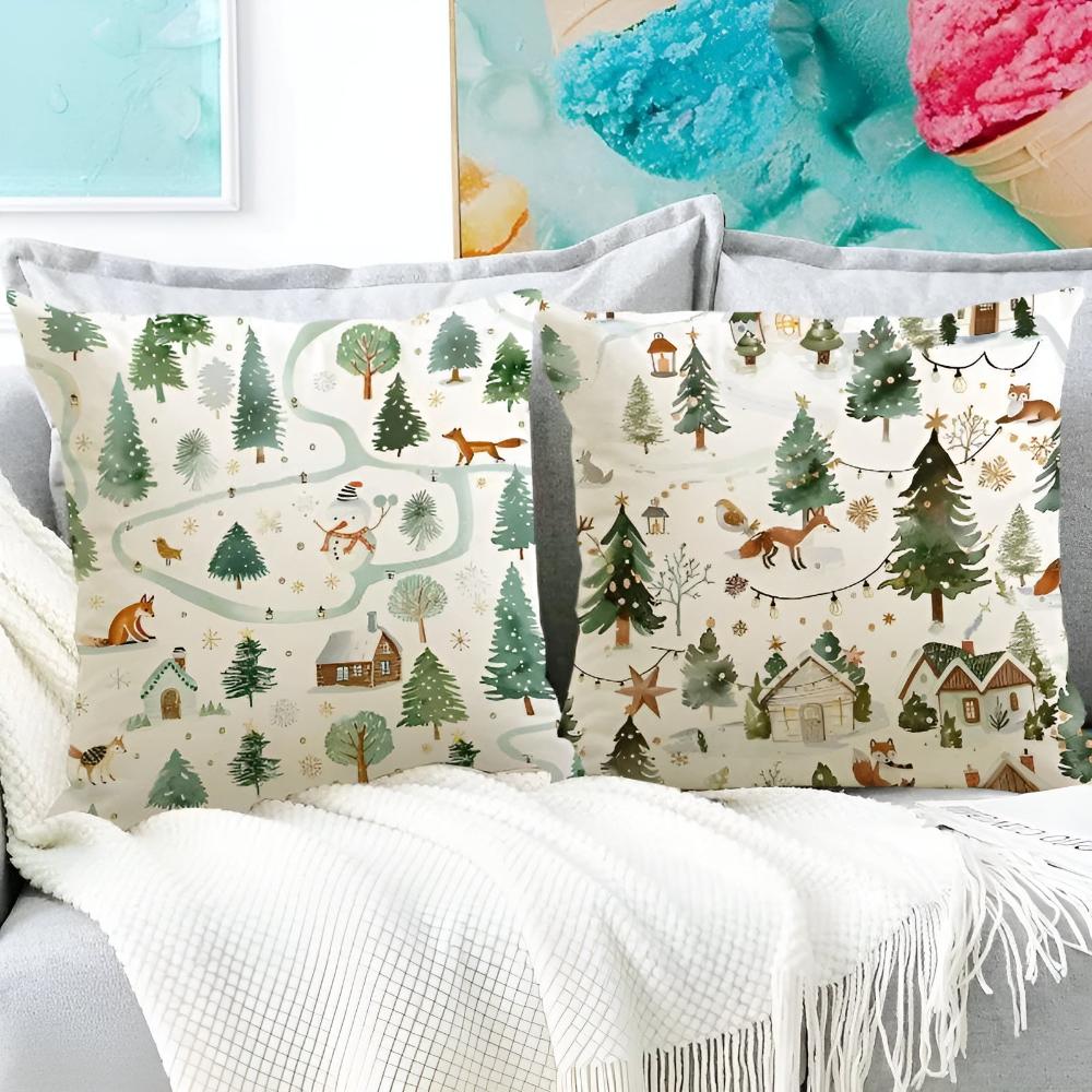 Funda de Cojín de Navidad Invernal