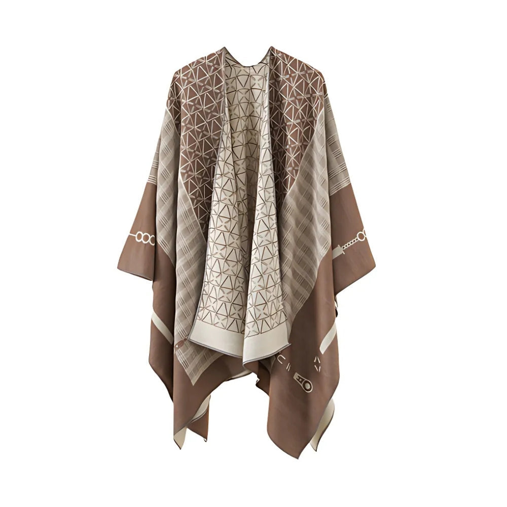 Auron Geometrischer Acryl-Poncho-Schal