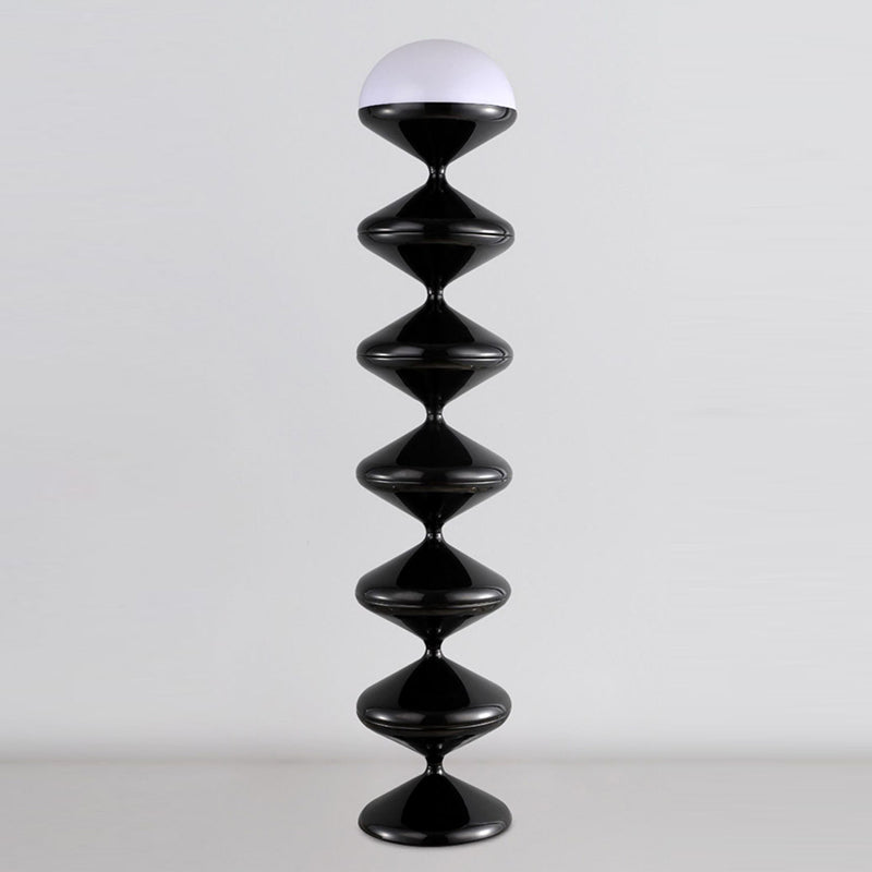 Contemporary Scandinavian Iron Acrylic Cream Round 1-Light Standing Floor Lamp For Bedroom