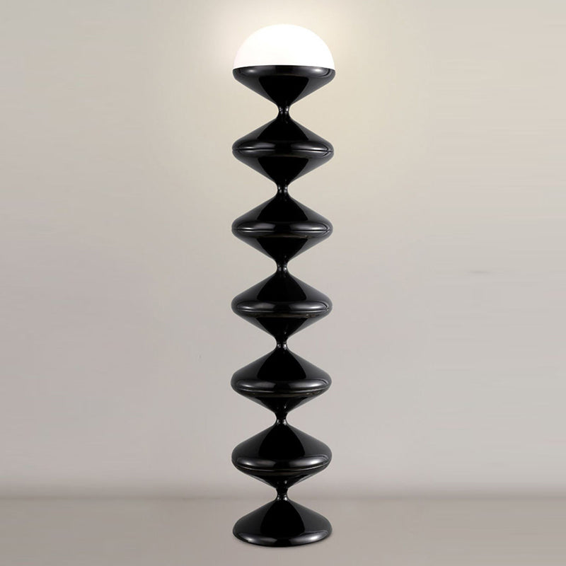 Contemporary Scandinavian Iron Acrylic Cream Round 1-Light Standing Floor Lamp For Bedroom