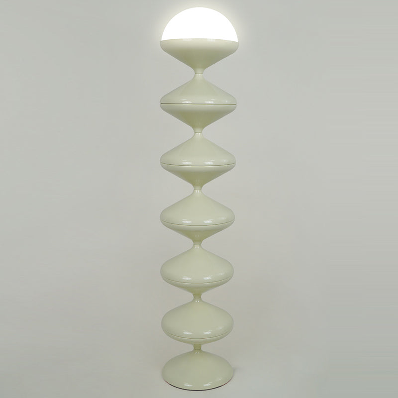 Contemporary Scandinavian Iron Acrylic Cream Round 1-Light Standing Floor Lamp For Bedroom