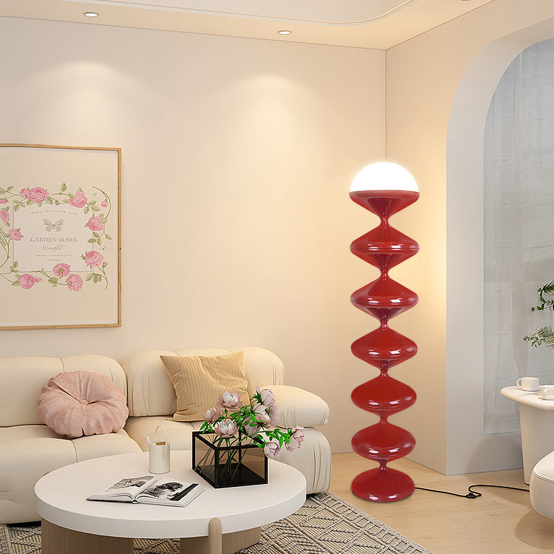 Contemporary Scandinavian Iron Acrylic Cream Round 1-Light Standing Floor Lamp For Bedroom