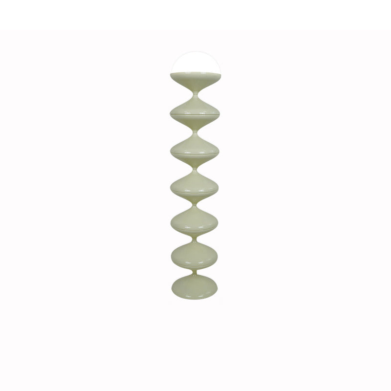 Contemporary Scandinavian Iron Acrylic Cream Round 1-Light Standing Floor Lamp For Bedroom