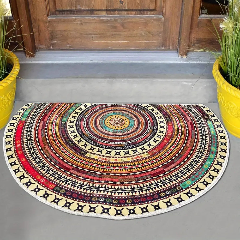 Tapis mandala demi-rond bohème