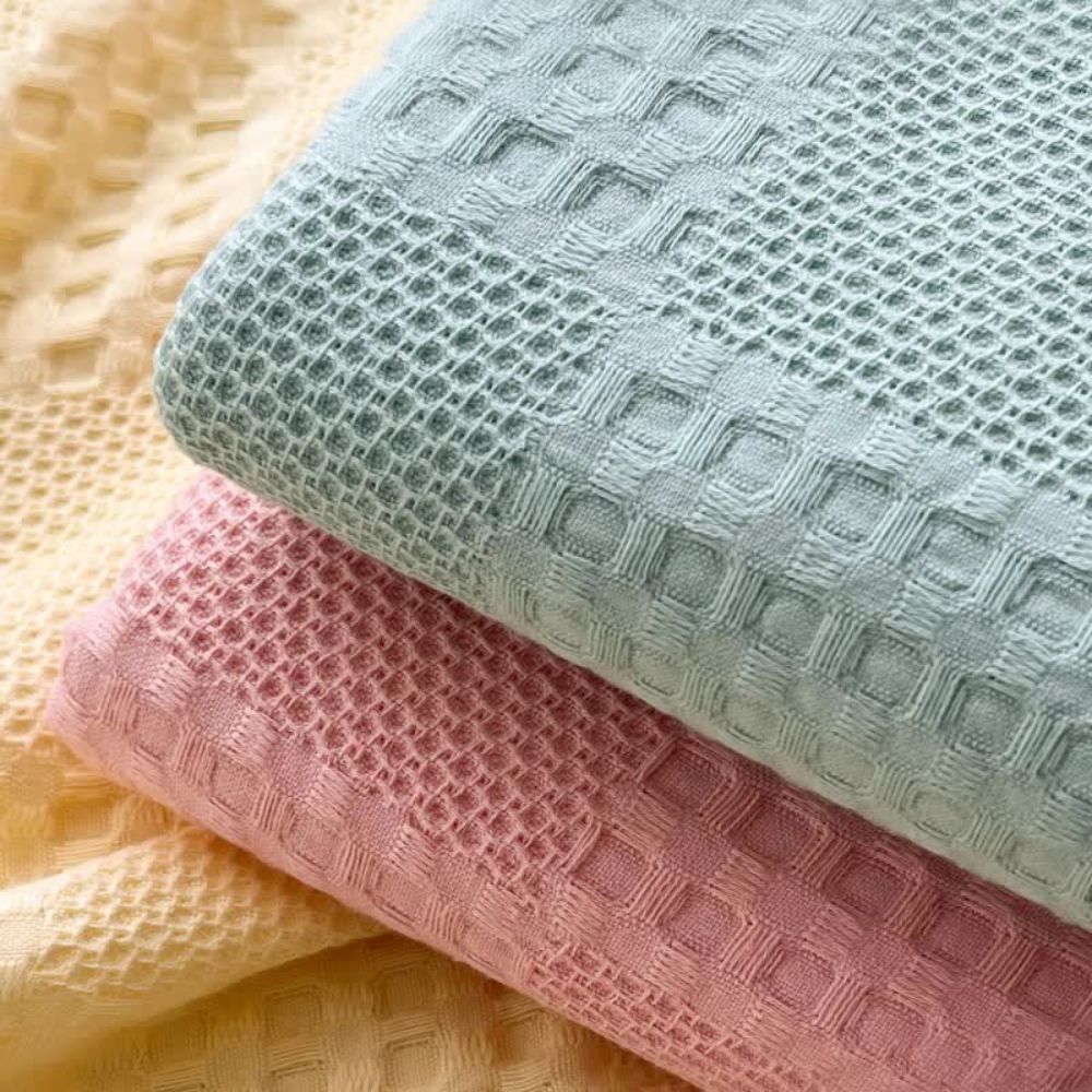 Manta Cuadriculada de Waffle en Color Blush