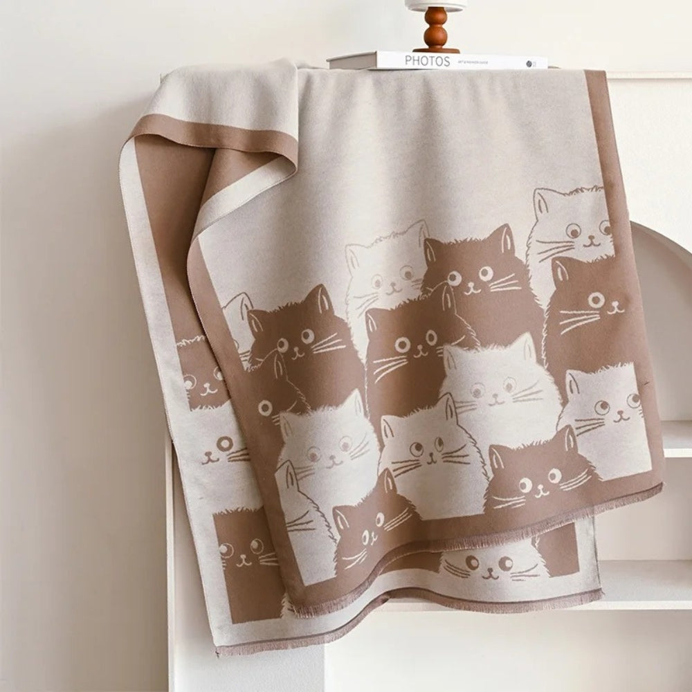 Niedlicher Katzen-Jacquard Winterschal