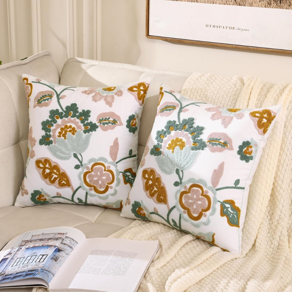 Funda de Cojín Acolchada Floral de Estilo Campestre Denza