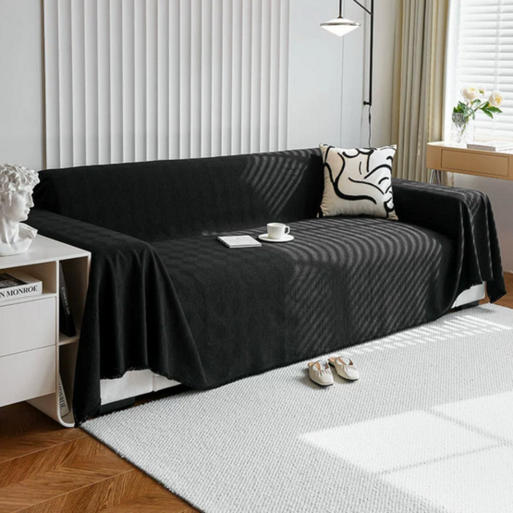 Diamond Grid Chenille Couch Cover