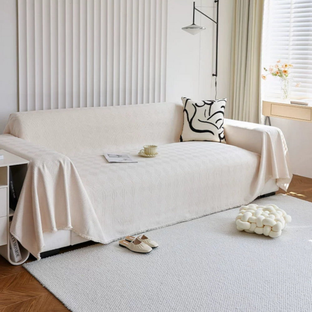 Diamond Grid Chenille Couch Cover