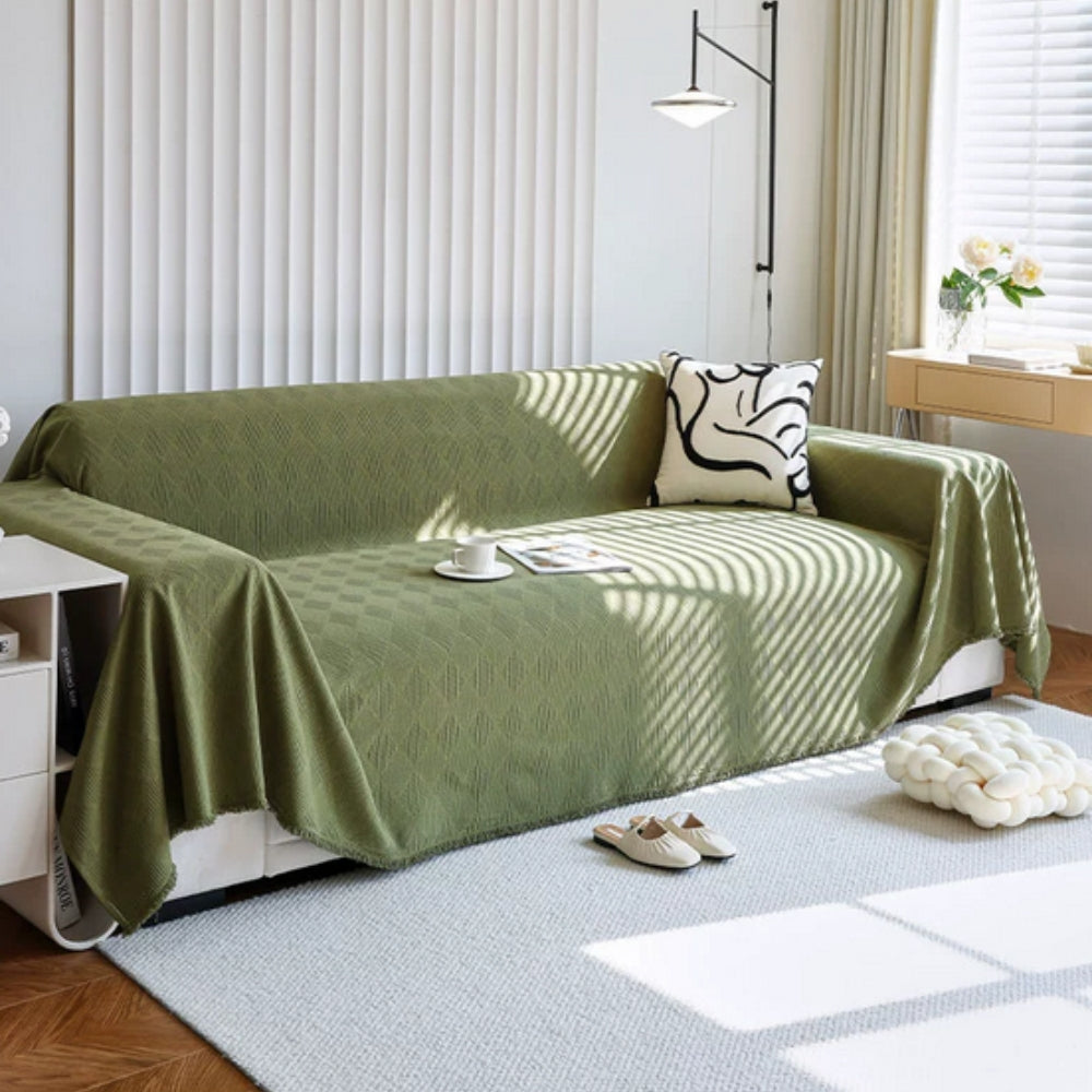 Diamond Grid Chenille Couch Cover