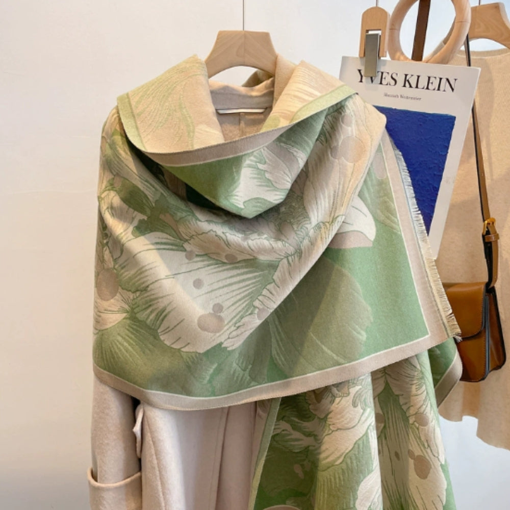 Eleganter Blumen-Jacquard Gewebter Schal