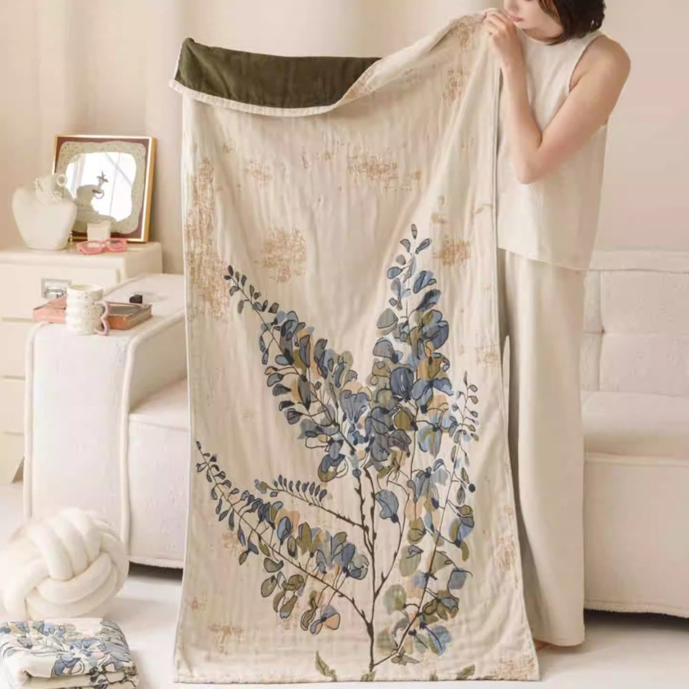 Elegant Floral Print Bath Towel Blanket