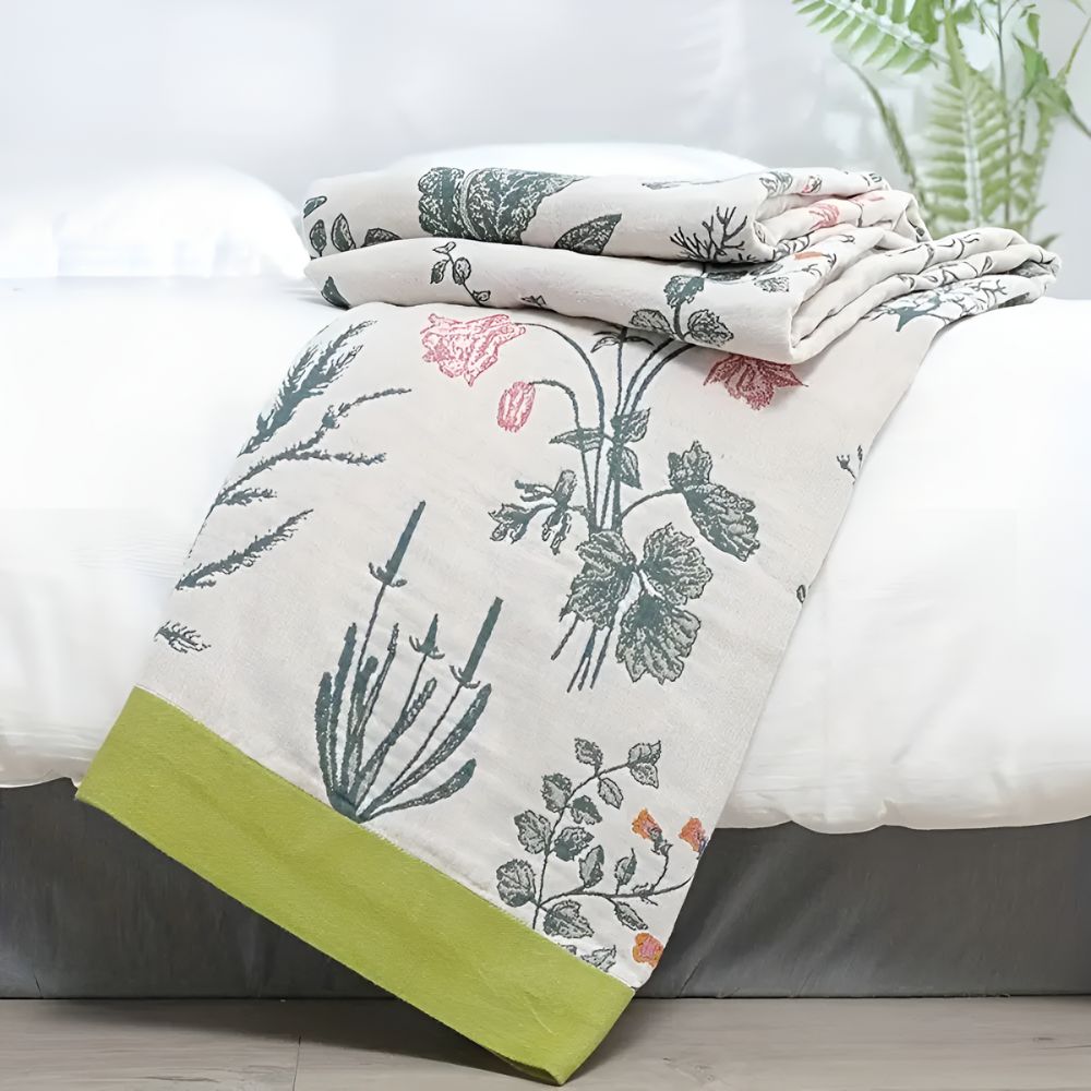 Manta de Gasa de Algodón Floral Estilo Campestre