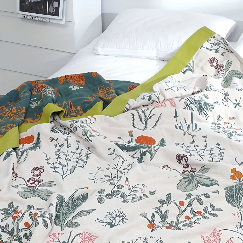 Manta de Gasa de Algodón Floral Estilo Campestre