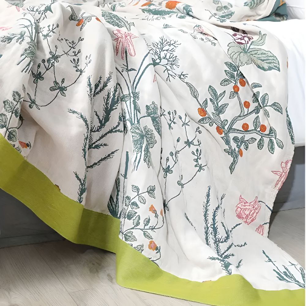 Manta de Gasa de Algodón Floral Estilo Campestre