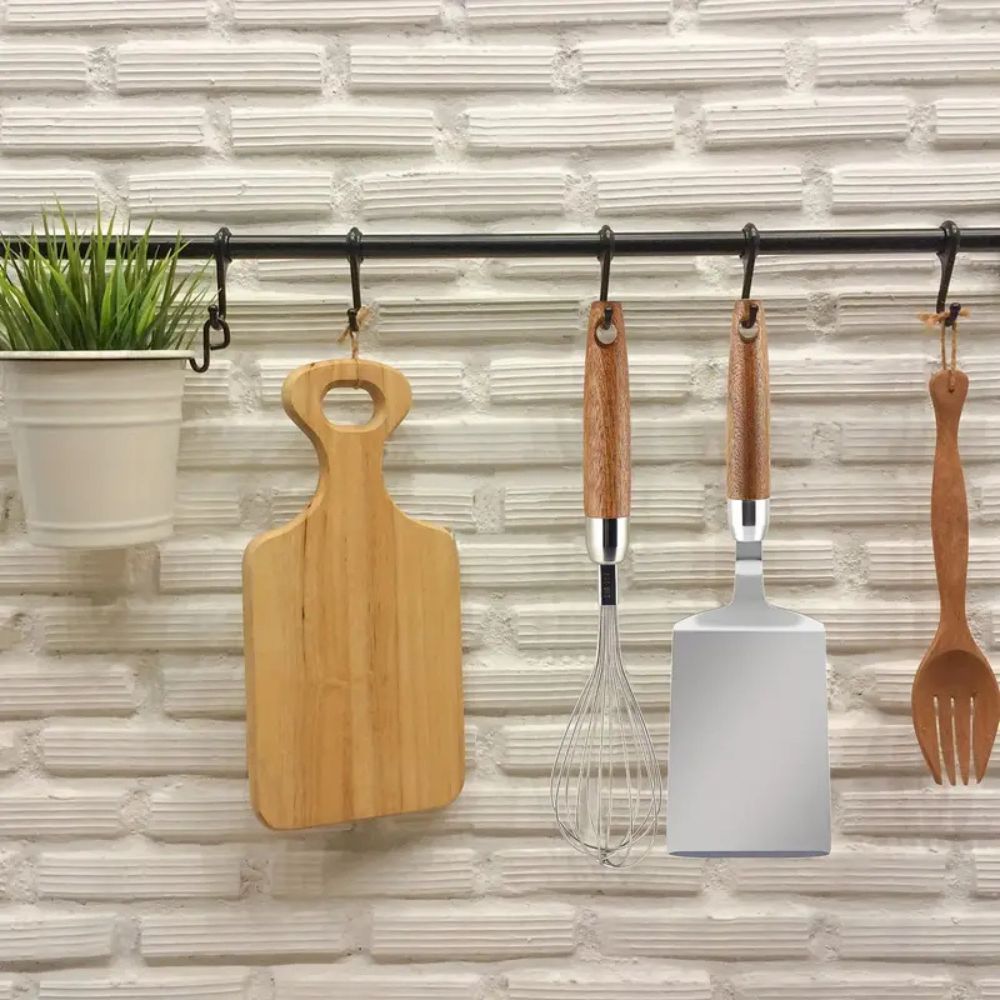 Espátula de Cocina de Acero Inoxidable con Mango de Madera