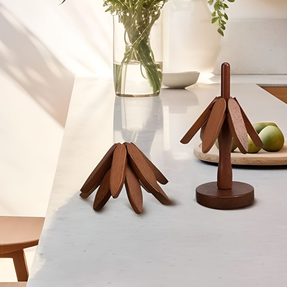 Salvamanteles plegables de madera | Set de 3 piezas