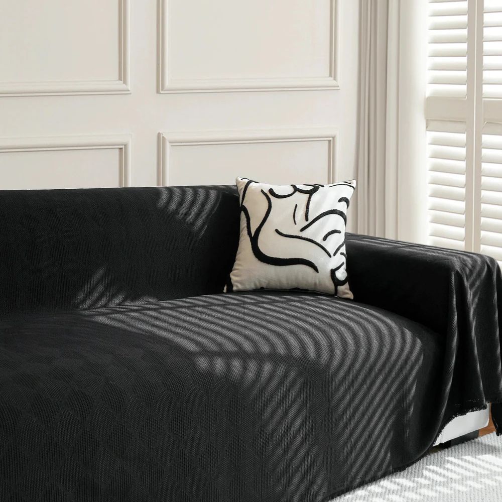 Diamond Grid Chenille Couch Cover