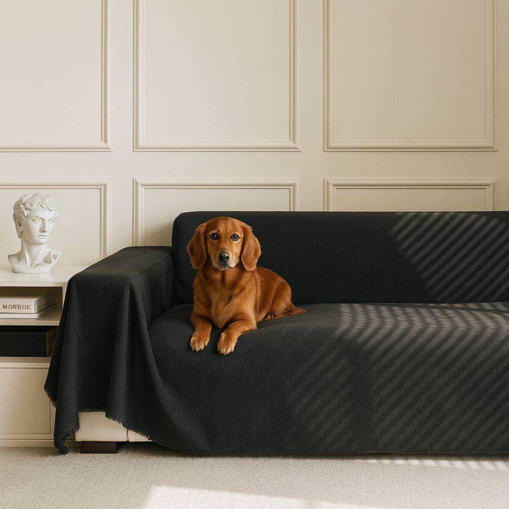 Diamond Grid Chenille Couch Cover