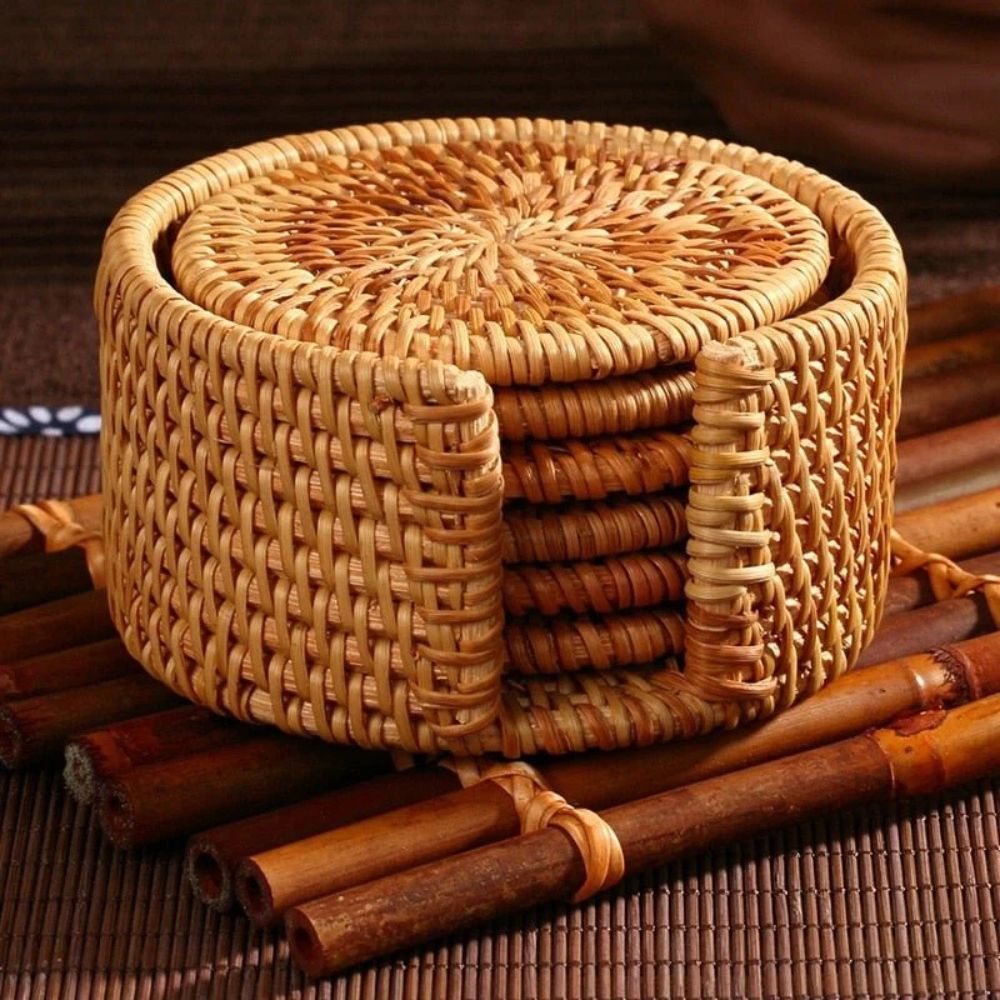 Posavasos Artesanal de Ratán | Set de 6 piezas