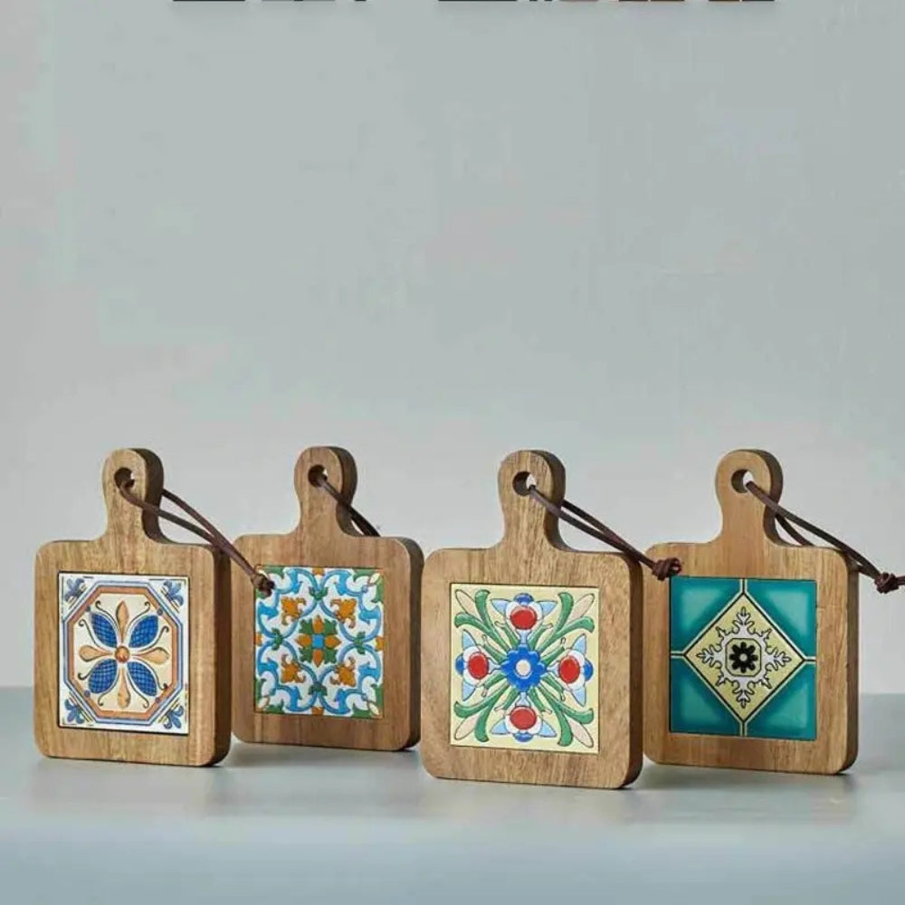 Posavasos Florales Marroquíes de Madera de Ébano