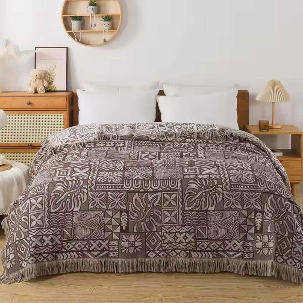 Couverture en Coton Fleurie Ornementale