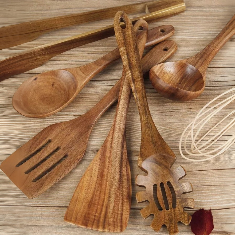 Utensilios de Cocina de Madera Premium | Set de 7 piezas