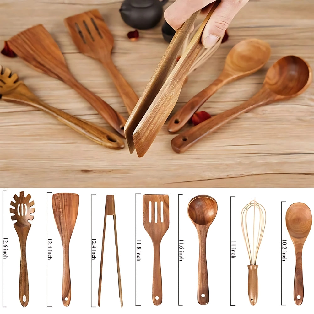 Utensilios de Cocina de Madera Premium | Set de 7 piezas