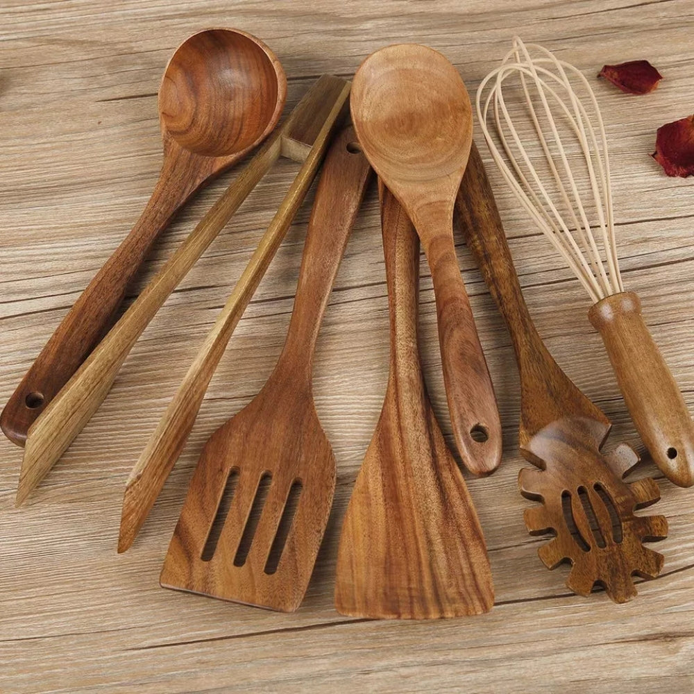 Utensilios de Cocina de Madera Premium | Set de 7 piezas