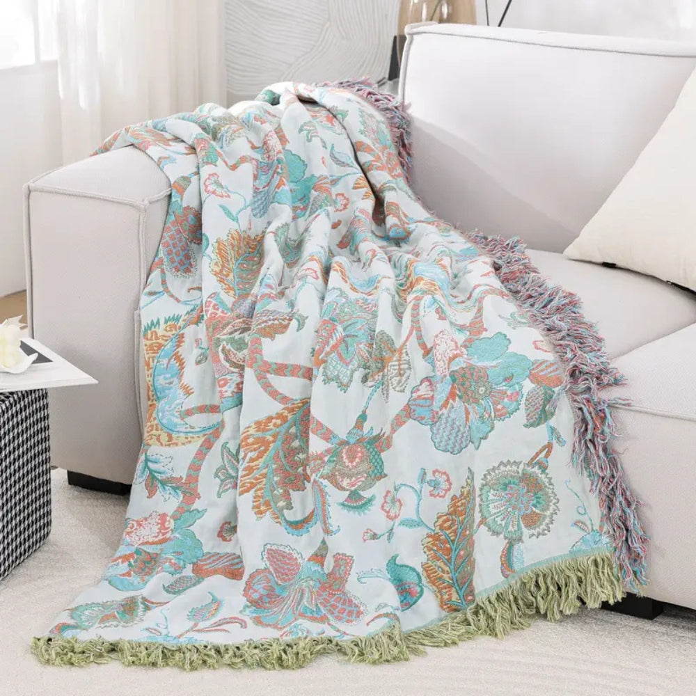 Reverie Floral Quasten Baumwoll-Decke