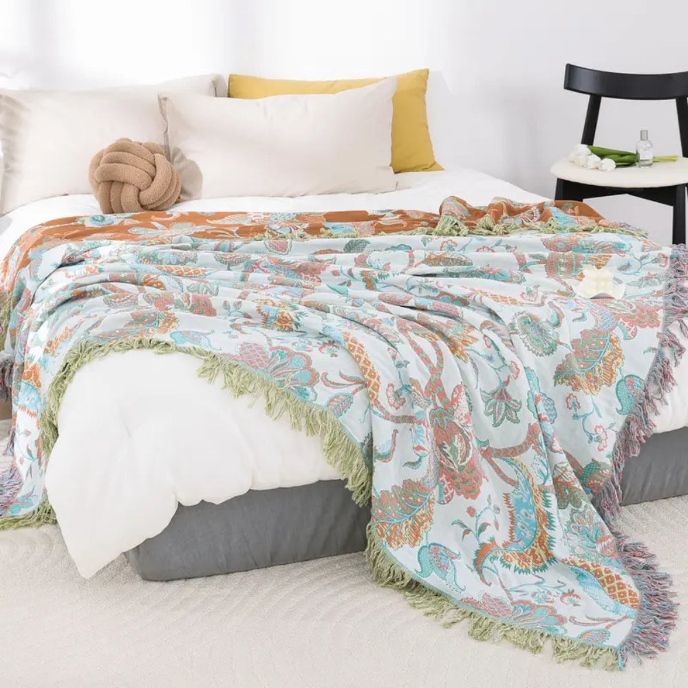 Reverie Floral Quasten Baumwoll-Decke