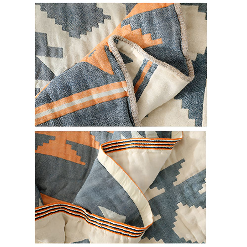 Funda de sofá reversible con manta geométrica