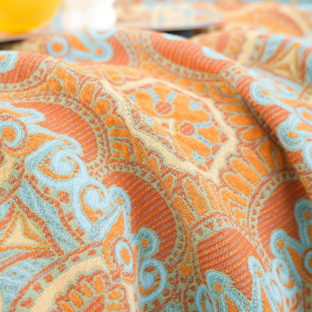 Manta Reversible de Algodón Bohemia con Estampado Paisley